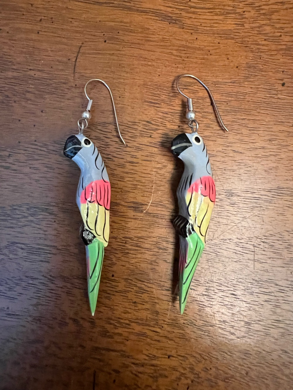 Hand painted Wooden Parrot Earrings